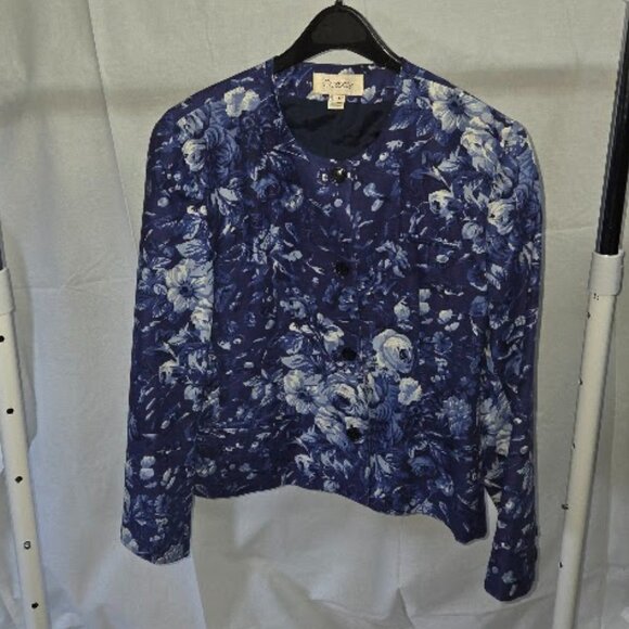 Cassidy size 10 blue floral print jacket - Picture 1 of 3